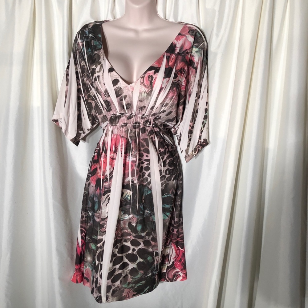 Sublimation mini dress, underbust ruching.